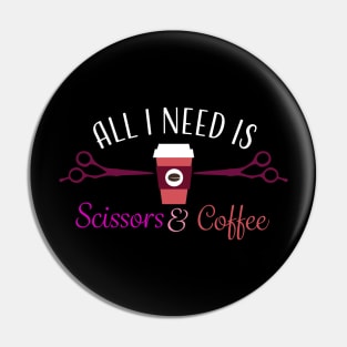 Hair Stylist Coffee Scissors Pin