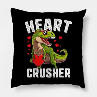 Heart Crusher Dinosaur T Rex Valentines Day Gift For Boys Kids Pillow