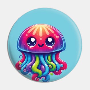 a Colorful smiley Jellyfish Pin