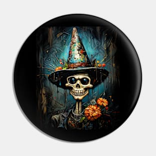 Halloween Skeleton Witch Pin