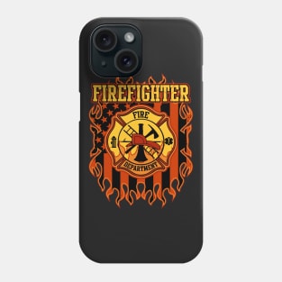 Fire Department Fire Badge and Flag Phone Case