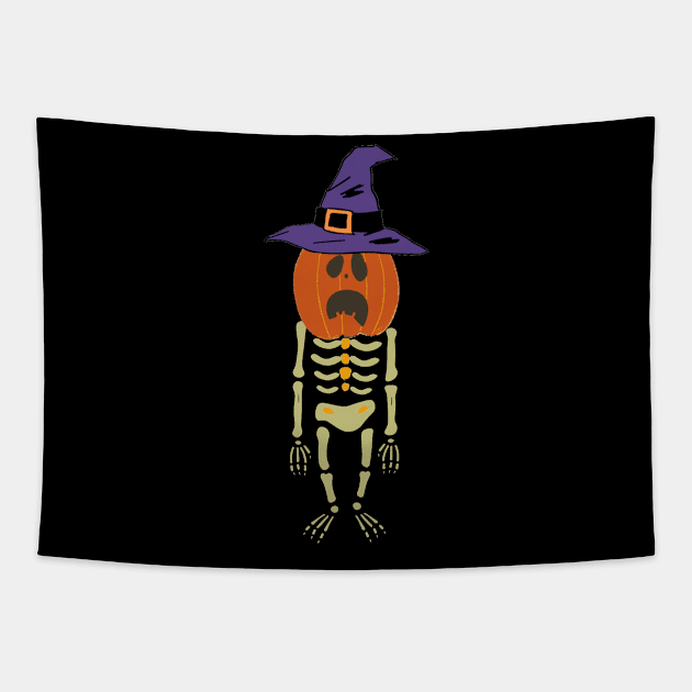 Pumpkin skeleton Tapestry by SBdesisketch