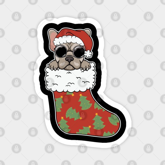 Cool Pug Sock Funny Pug Santa Christmas Stocking Magnet by BadDesignCo