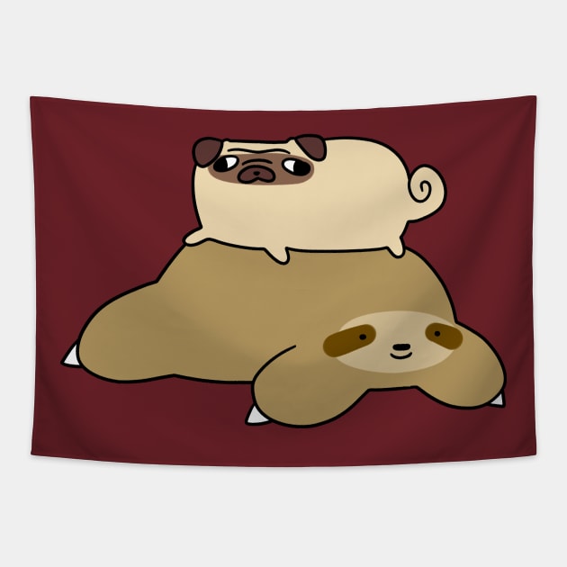 Sloth and Little Pug Tapestry by saradaboru