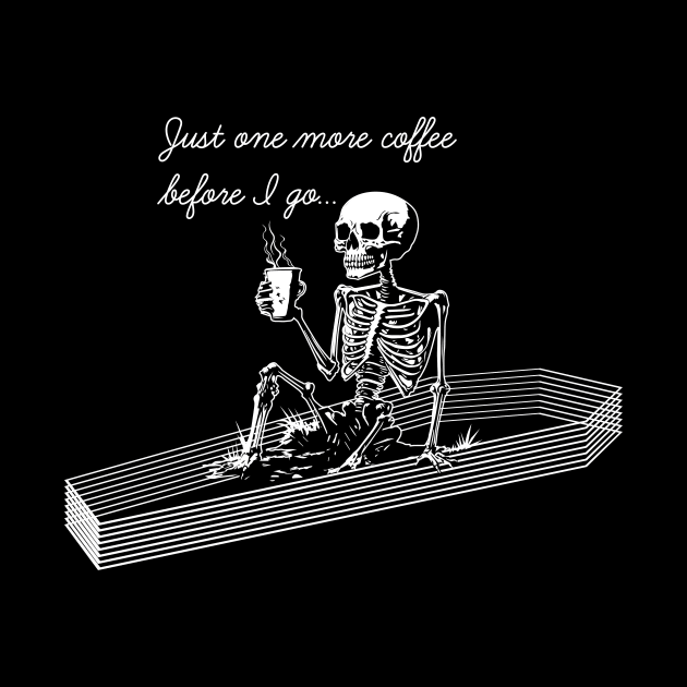 skeleton drinking coffee in the coffin by lkn