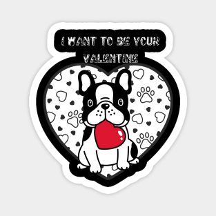 French Bulldog wants Valentine's Day against the background of a heart. Valentine's Day T-shirt for men, women and the day of love Magnet