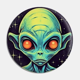 an alien with glowing eyes Pin