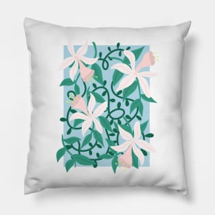 white lilies botanical pattern Pillow