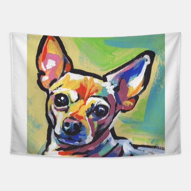 Chi Chi Dog Bright colorful pop dog art Tapestry by bentnotbroken11