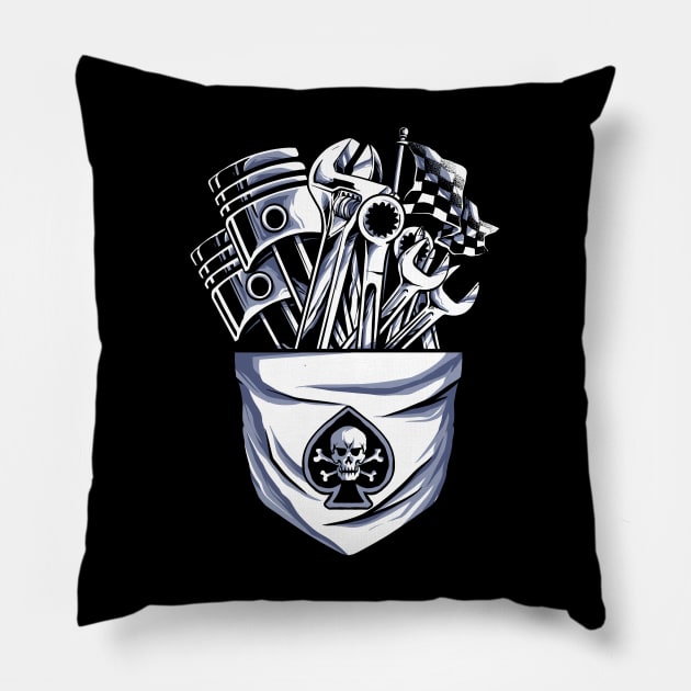 garage on pocket Pillow by spoilerinc