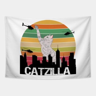 funny catzilla Tapestry