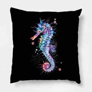 Seahorse painted with fantasy style watercolor 1 Pillow