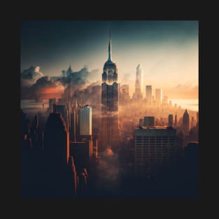 New York skyline in fog T-Shirt