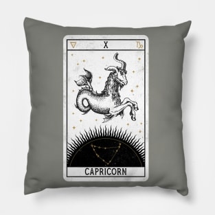Capricorn Distressed Goth Tarot Zodiac Sign Pillow