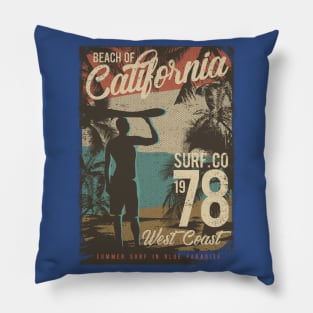 Beach Of California - Summer Surfing Pillow