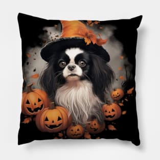 Halloween Japanese spaniel Design Pillow