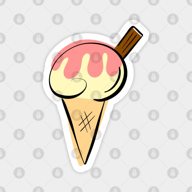 Ice Cream Flake and Strawberry Sauce Magnet by Squeeb Creative