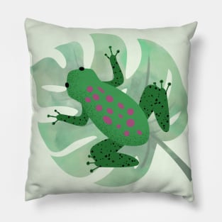 Cute Green Frog/Toad on Leaf Pillow