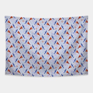 8-bit Blue Jay and Cardinal Pattern Tapestry