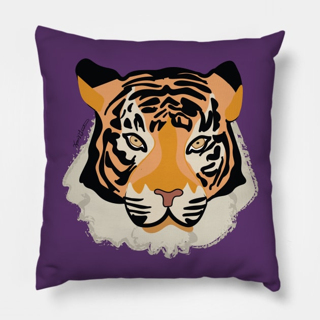 Tiger Purple Pillow by Frannotated