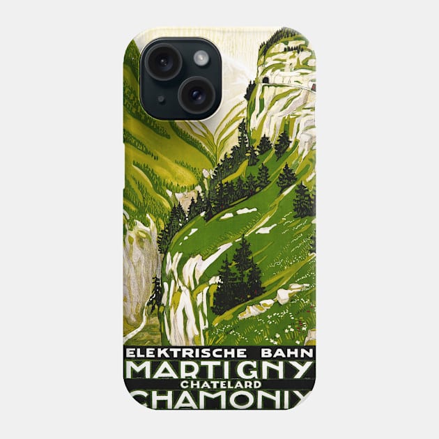 Vintage Travel Poster Martigny Chamonix Switzerland 1912 Phone Case by vintagetreasure