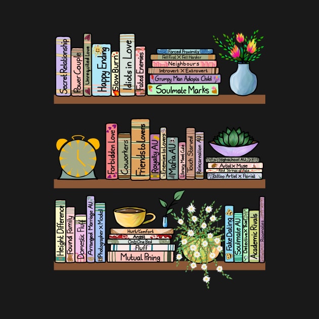 fanfiction bookshelf <3 by TheHermitCrab