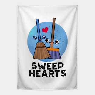 Sweep Hearts Funny Sweet Hearts Broom Pun Tapestry