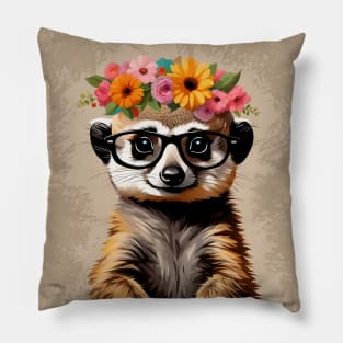 Funny Monty Baby Meerkat Wearing Glasses Pillow