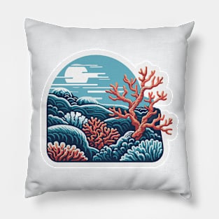 Coral Reef Japanese Art Pillow