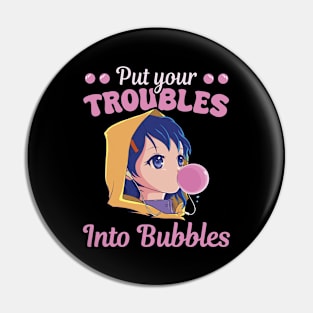 Sweets Chewing Gum Women Troubles Into Bubbles Pin