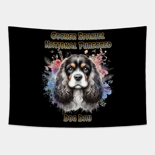 Floral American Cocker Spaniel Tapestry by coollooks