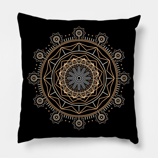 Sacred geometry flower Pillow by Vilmos Varga