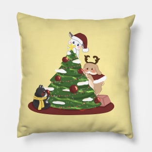 Christmas Tree decoration with bunny _ Bunniesmee Christmas Edition Pillow