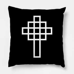 White Geometric Cross Pillow