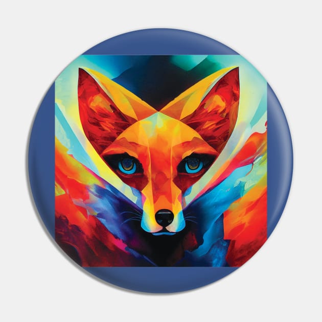 Fox Art in Bold Colours Pin by Geminiartstudio