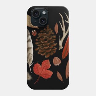 Fall Leaves with Antlers, Feathers, Pinecones, Ladybug Phone Case