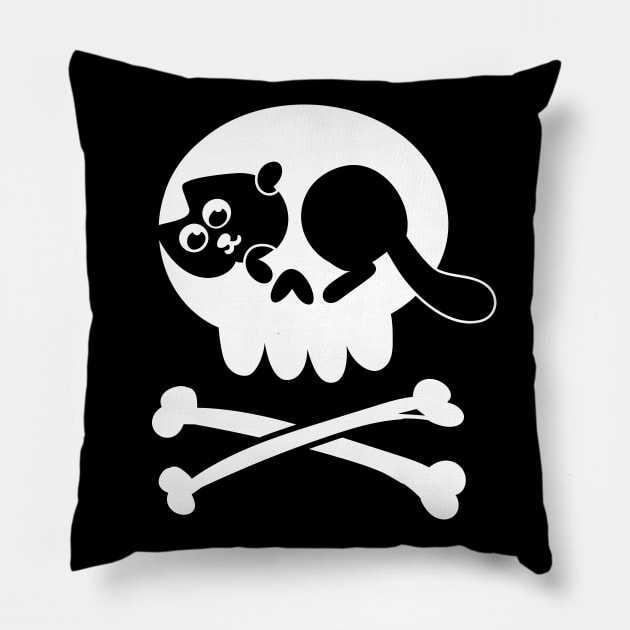 Cat Jolly Roger Pillow by marvandraw