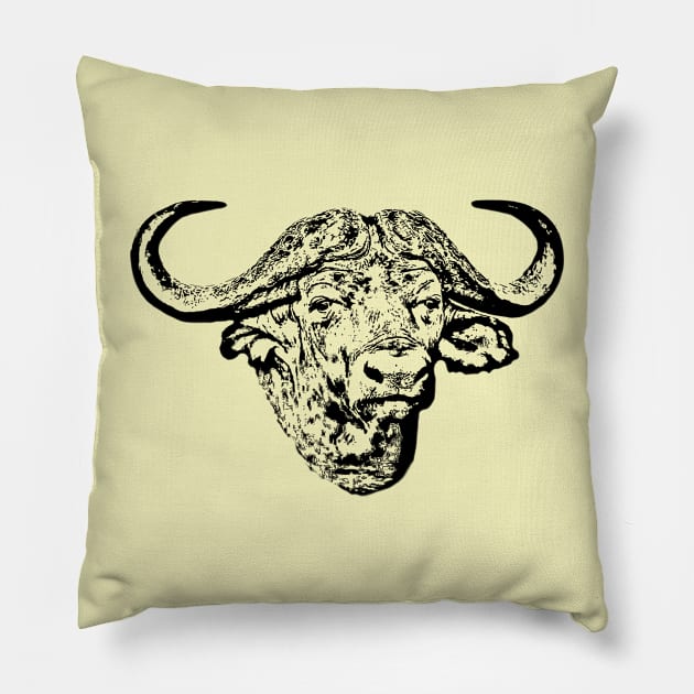 African buffalo Pillow by Guardi