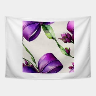 Watercolor purple bow purple ribbon Tapestry