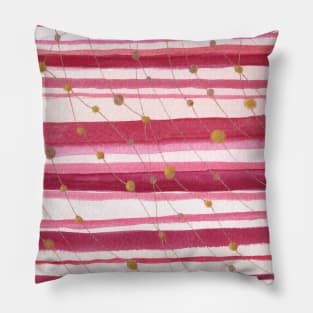 Golden lights on the striped wall Abstract watercolor Pillow