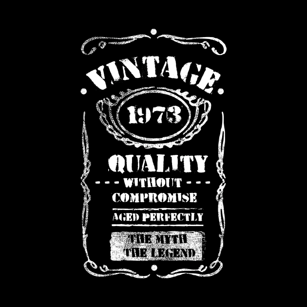 Vintage 1973 Birthday Tee Anniversary Quality Without Compromise Aged Perfectly The Myth The Legend Family Gift by NickDezArts