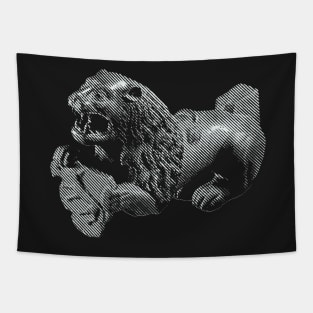 Midieval lion from 14th century model in diagonal line form Tapestry