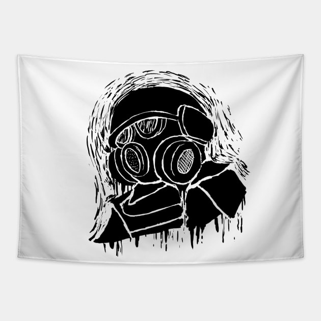 Gas Mask Scribble Tapestry by SuperCes