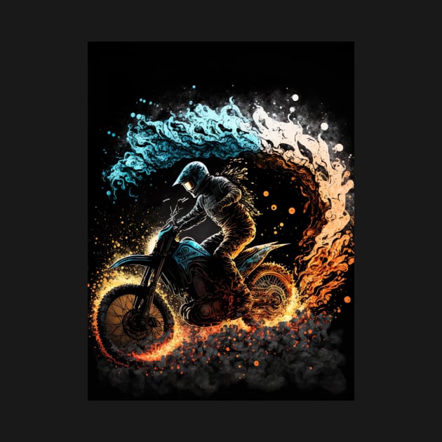 Dirt Bike With Flames by KoolArtDistrict