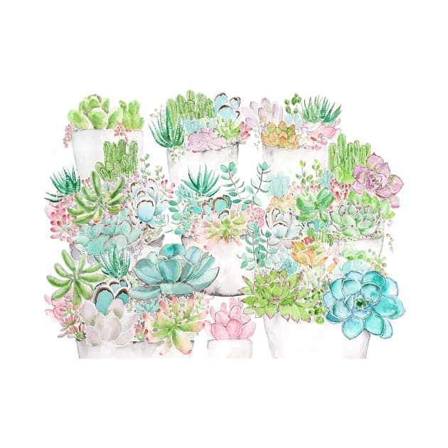 botanical succulent and cactus garden watercolor by colorandcolor