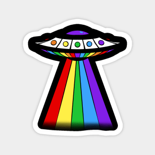 Retro Rainbow Pride UFO Magnet