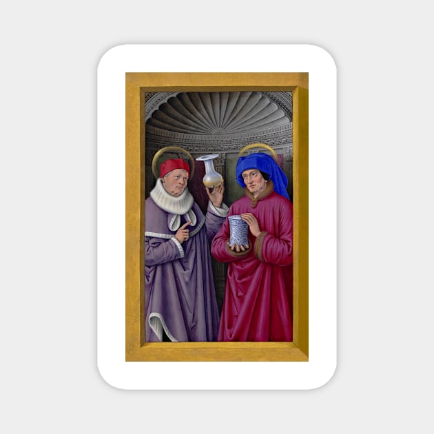 Saints Cosmas and Damian, miniature from the Grandes Heures of Anne of Brittany - Jean Bourdichon Magnet by themasters