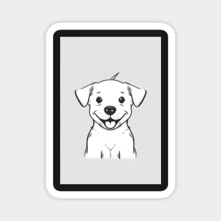 Cute Dog Black and White Drawing Illustration Magnet