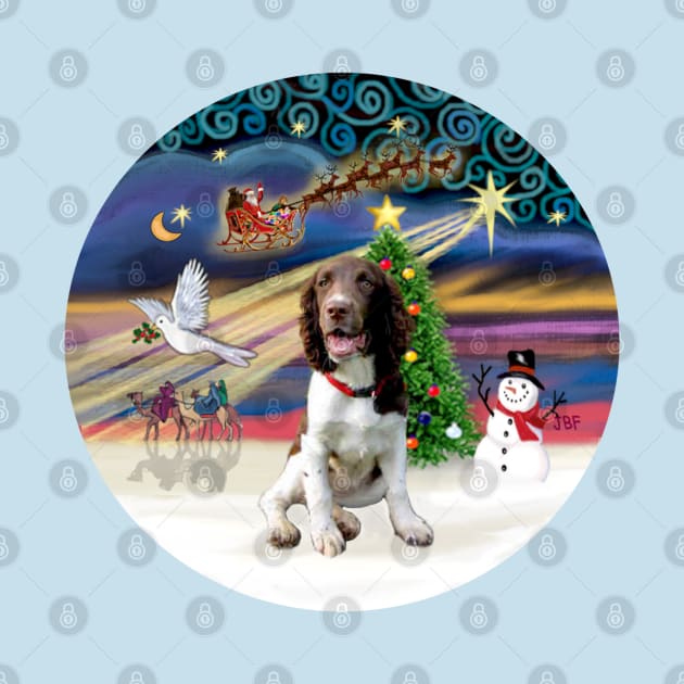 "Christmas Magic" with a Liver and White English Springer Spaniel by Dogs Galore and More