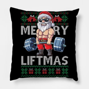 Merry Liftmas Christmas Xmas Fitmas Fitness Santa Holiday Gift Pillow